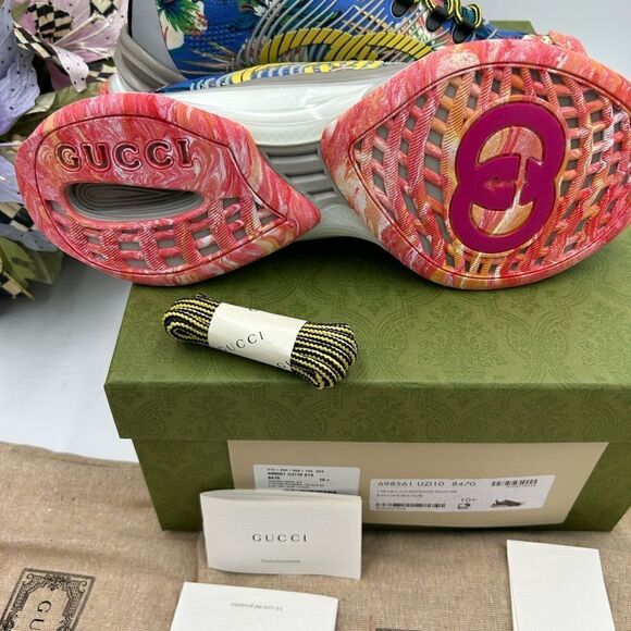 Men’s Gucci blue run low top sneakers size 10.5 made in Italy - Picture 4 of 8